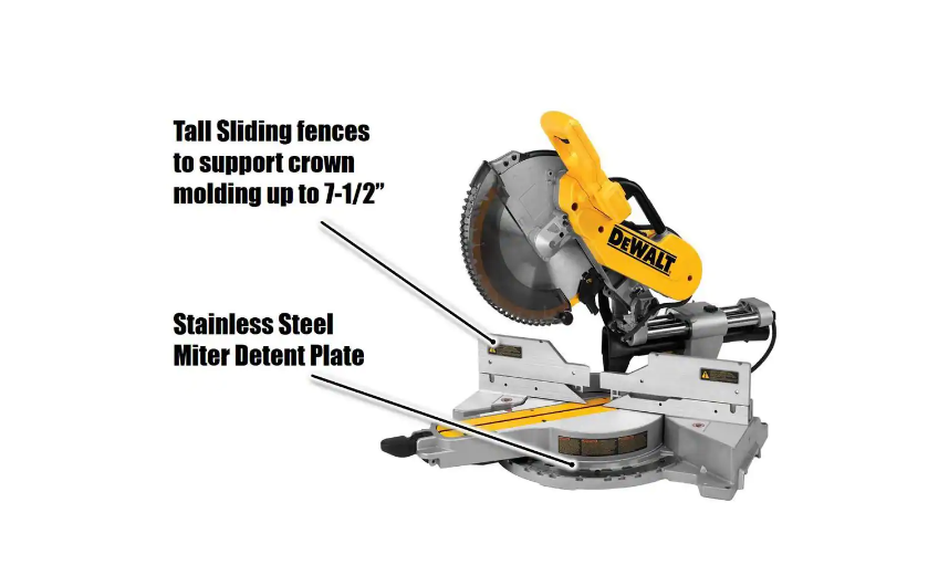 DEWALT DWS779 15 Amp Corded 12 in. Double Bevel Sliding Compound Miter Saw， Blade Wrench and Material Clamp