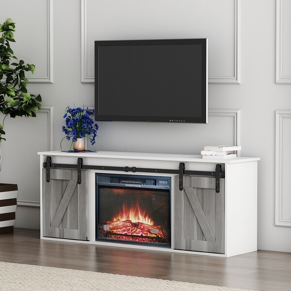 Wooden Fireplace TV Stand for TV up to 65