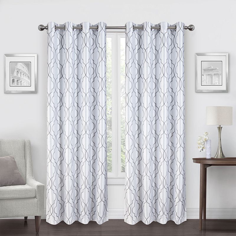 Regal Home 2 Embroidered Faux Silk Window Curtain Panels