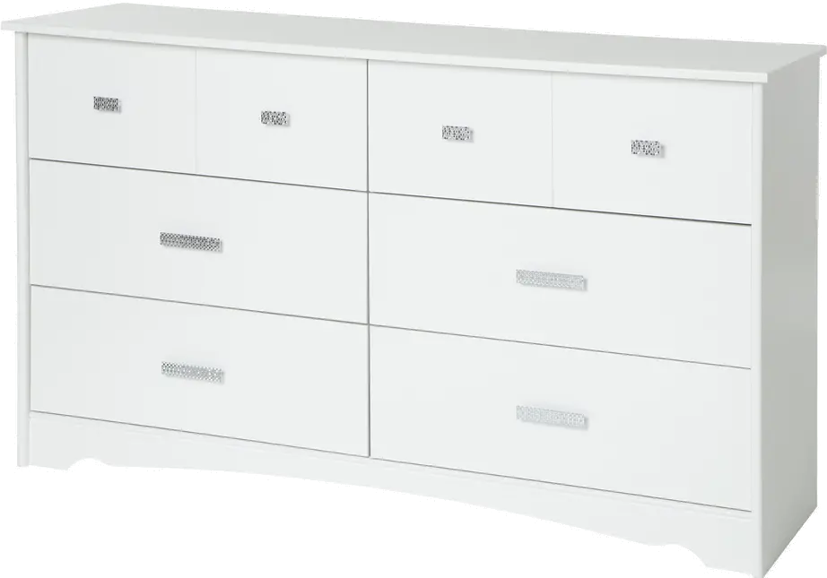 Tiara White 6-Drawer Double Dresser - South Shore