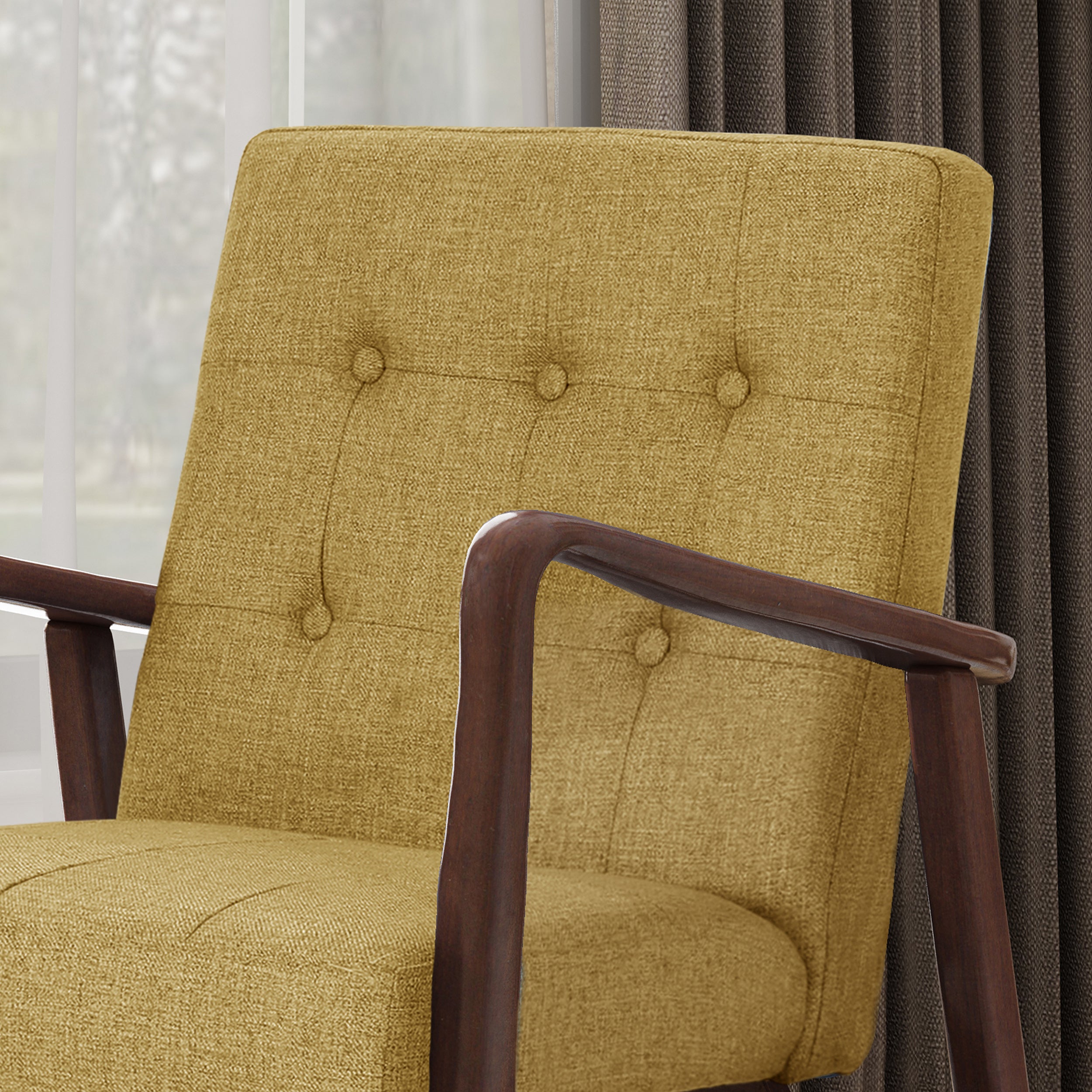 Callisto Fabric Mid-Century Birch Club Chair