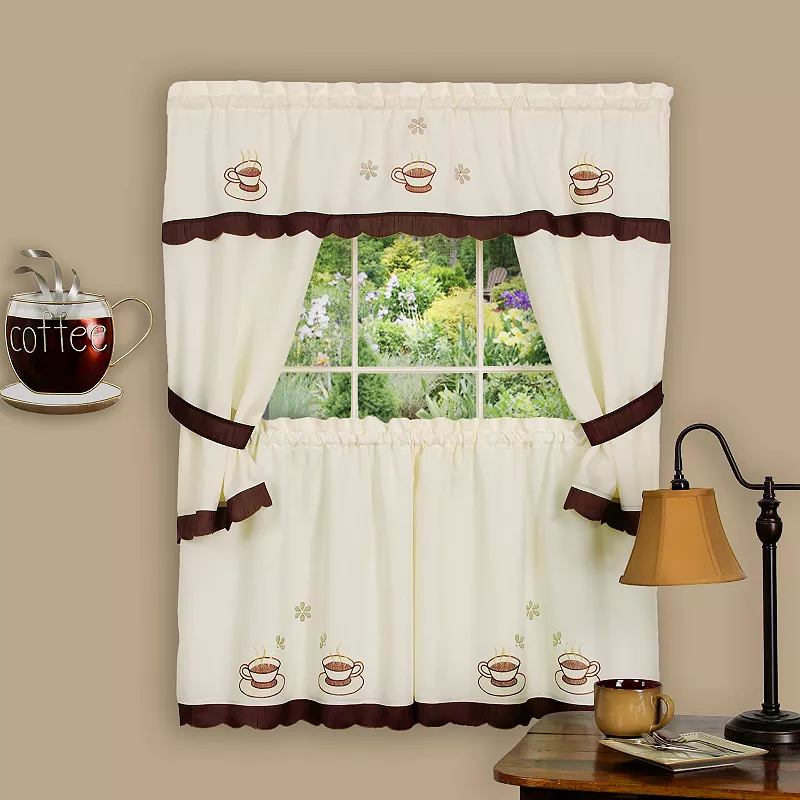 Cuppa Joe 5-piece Swag Tier Cottage Kitchen Window Curtain Set