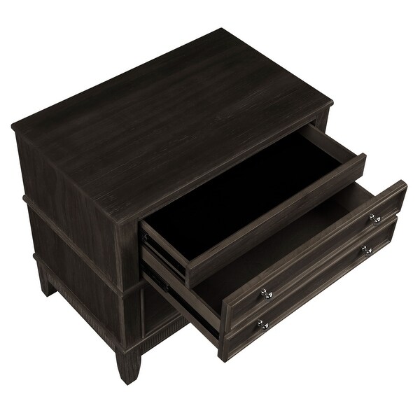 Wood 3-Drawer Classic Nightstand， Vintage Style Bedroom Storage Cabinet - - 37893709