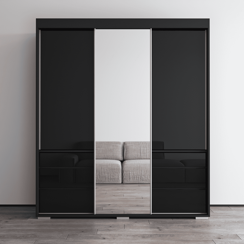 Monaco 3 Door Modern 71" Wardrobe with Mirror