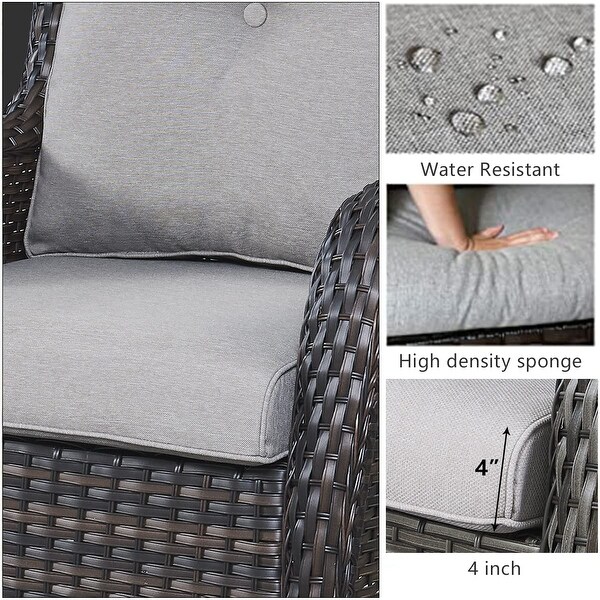 Pocassy 5Piece Outdoor Wicker Sofa Set with Swivel Chairs