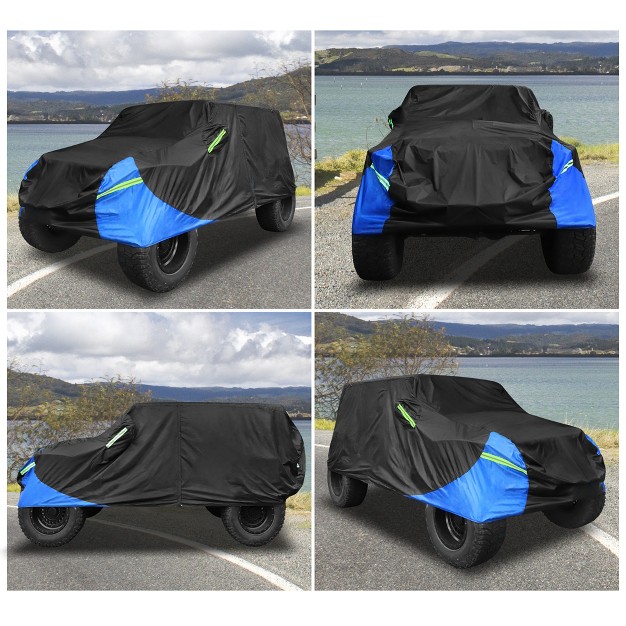 Unique Bargains Car Cover For Jeep Wrangler Jk Jl 4 Door 2007 2021 Outdoor Waterproof W Driver Door Zipper Black Blue 1 Pc