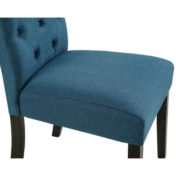 Leviton Solid Wood Tufted Asons Dining Chair (Set of 2), Blue