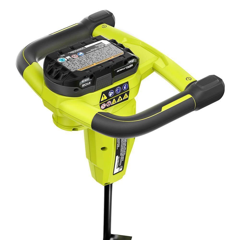 RYOBI ONE+ 18V Cordless Earth Auger with 3 in. Bit 2.0 Ah Battery and Charger P29160