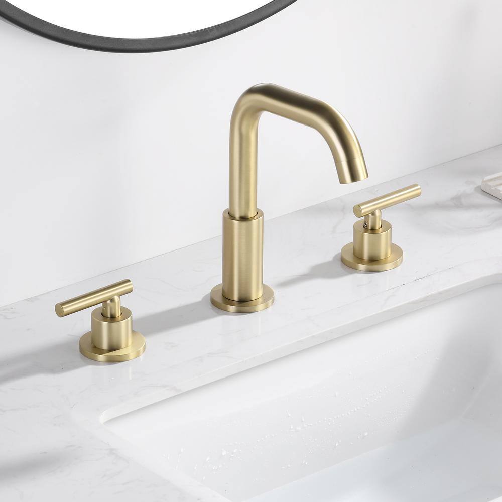 FORCLOVER 2-Handle Widespread Brass Bathroom Faucet in Brushed Gold Bidet Faucet LSD-BSFBG54