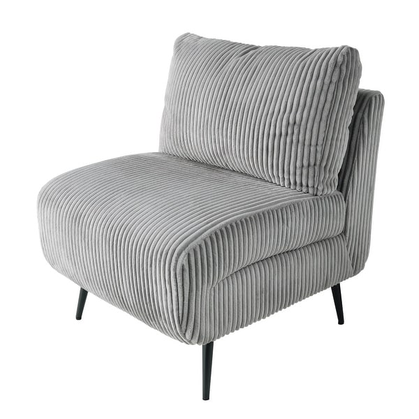 Nora by Ovis Fog Gray Armless Corduroy Accent Chair