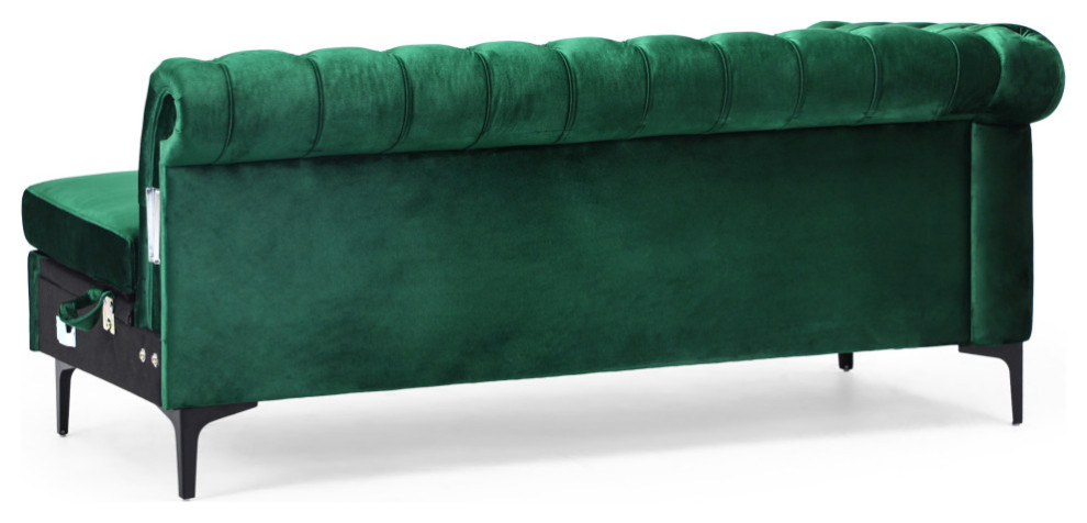 Nathanial Velvet 3 Seater Sectional Sofa With Chaise Lounge   Contemporary   Sectional Sofas   by GDFStudio  Houzz