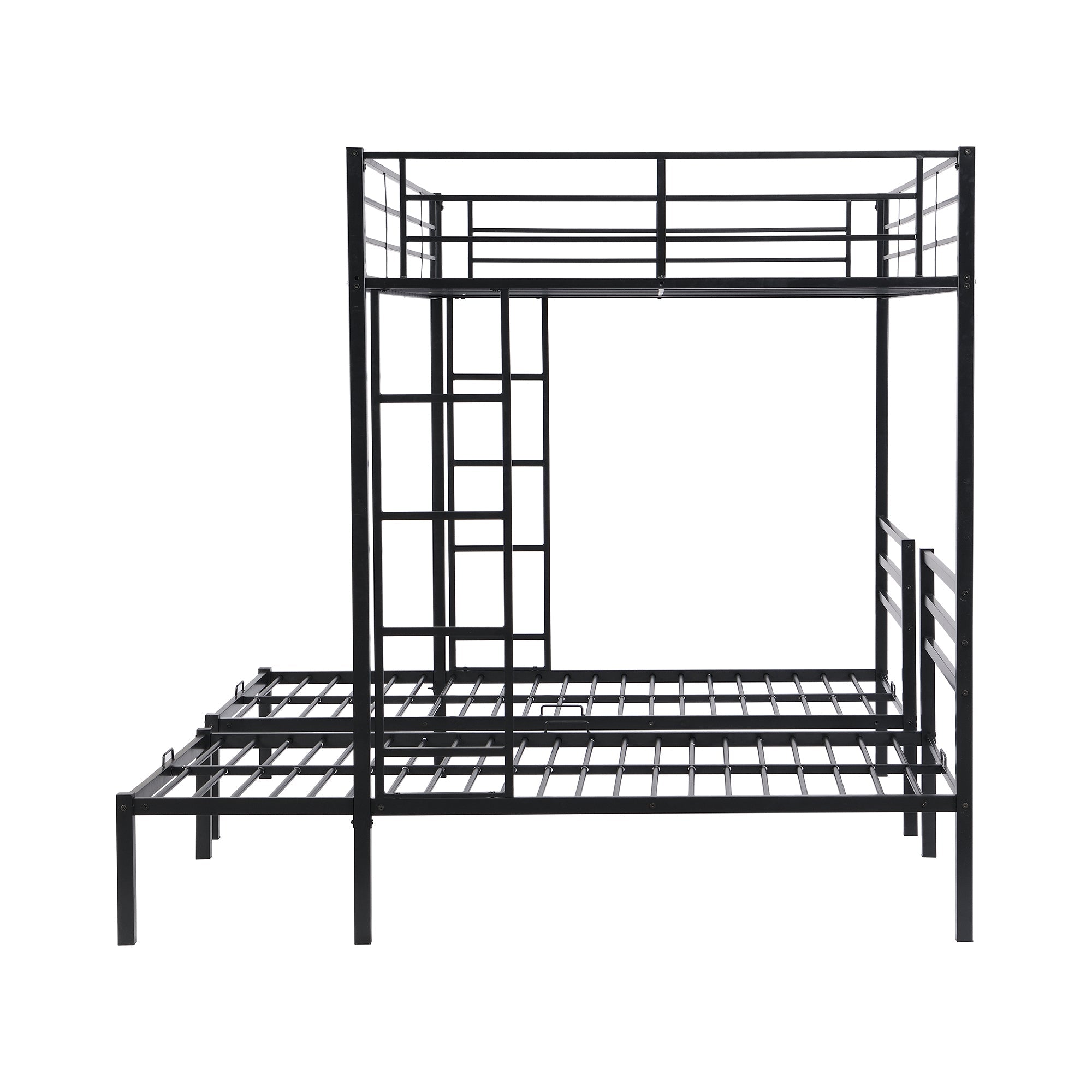 Bellemave Metal Triple Bunk Bed with Ladder, Full over Twin & Twin Bunk Bed for 3 Kids, Teens, Boys & Girl in Bedroom (Black)