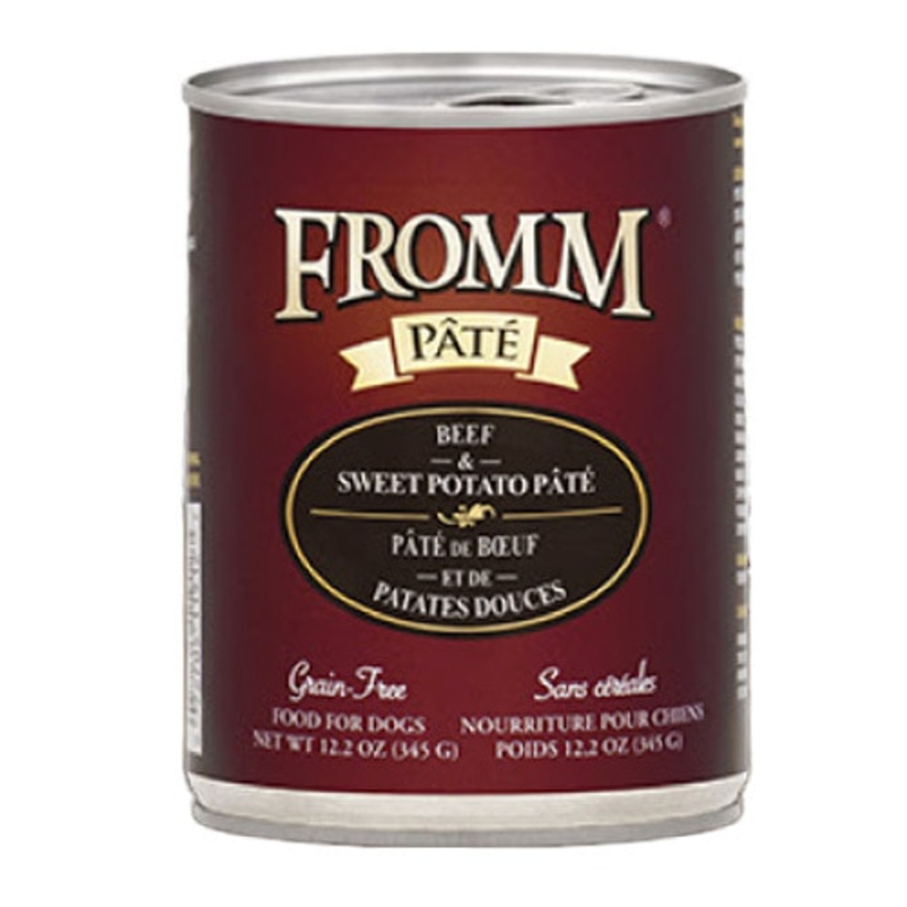 Fromm Grain Free Beef and Sweet Potato Pate Canned Dog Food， 12.2 Oz.