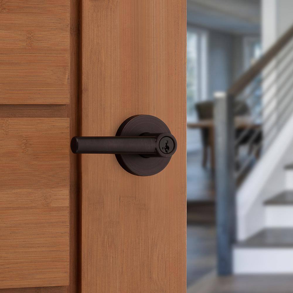 Kwikset Milan Venetian Bronze Entry Door Lever featuring SmartKey Technology 740MILRDT11PSMT