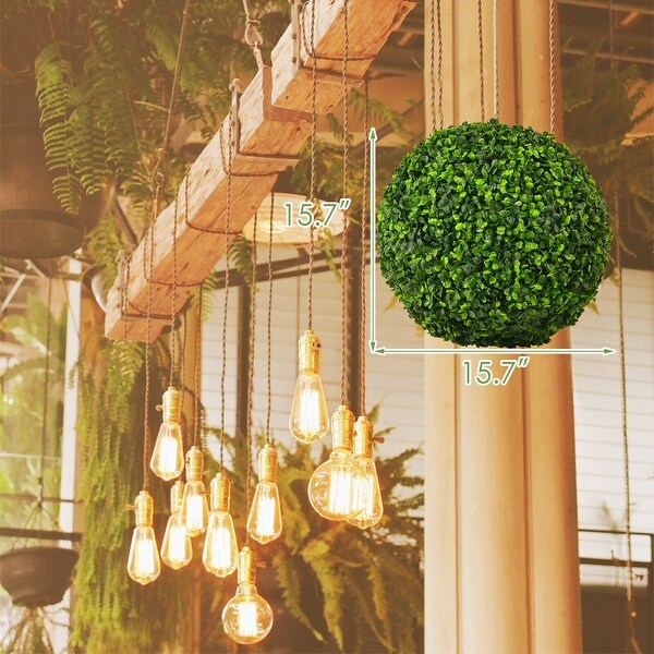 2 Pieces Artificial Boxwood Topiary UV Protected Indoor Outdoor Balls