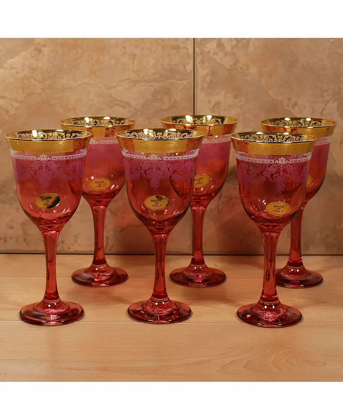 Lorren Home Trends Red Goblets Set of 6