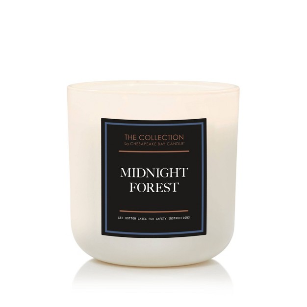 2 wick White Glass Midnight Forest Lidded Jar Candle 12oz The Collection By Chesapeake Bay Candle