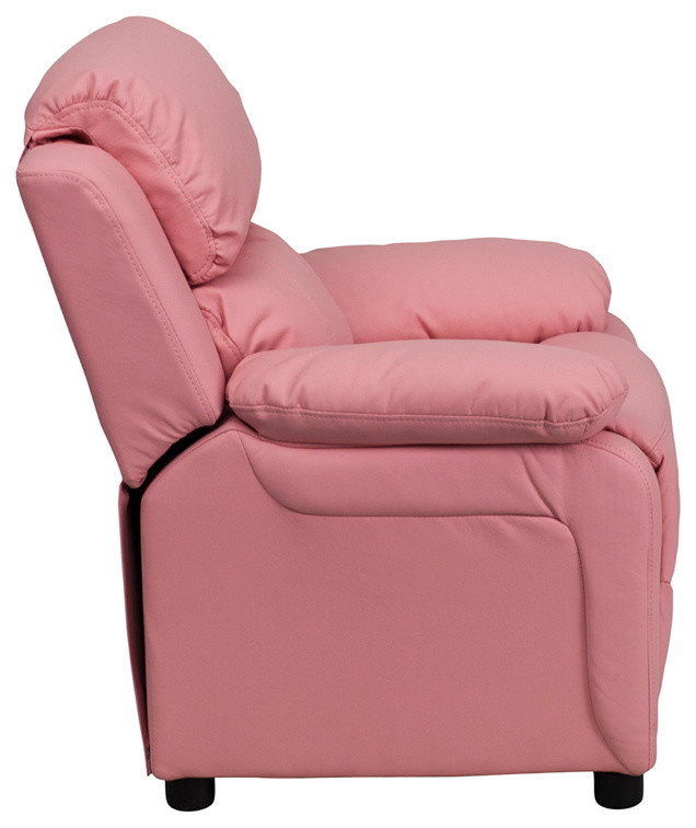 Deluxe Padded Contemporary Pink Vinyl Kids Recliner With Storage Arms   Contemporary   Recliner Chairs   by clickhere2shop  Houzz