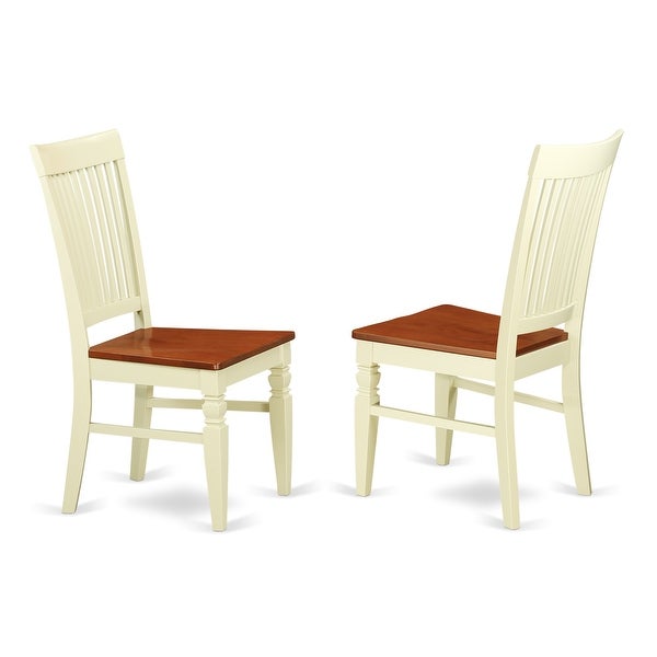 East West Furniture - Set of 2 Dining Room Chairs - Wooden Seat and Slatted Back - (Finish Option )