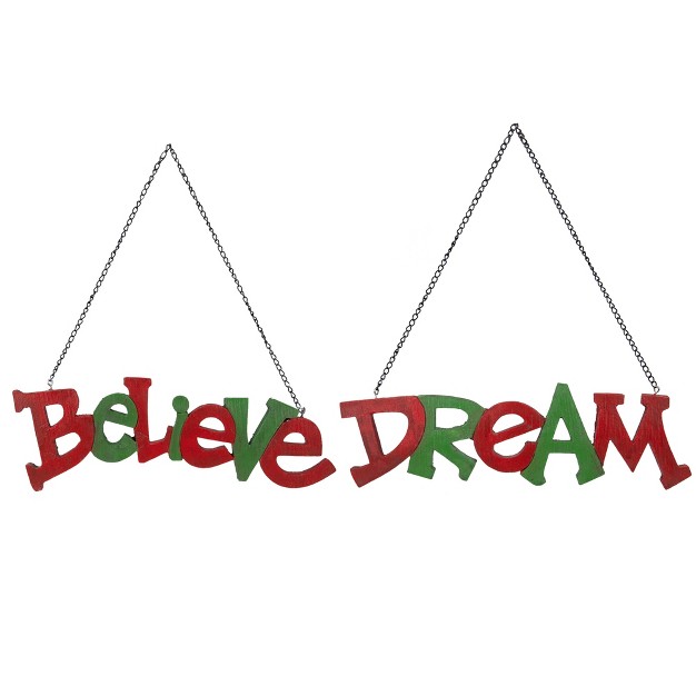 Red And Green Hanging quot believe x27 And quot dream quot Christmas Wall Decoration 9 5 quot