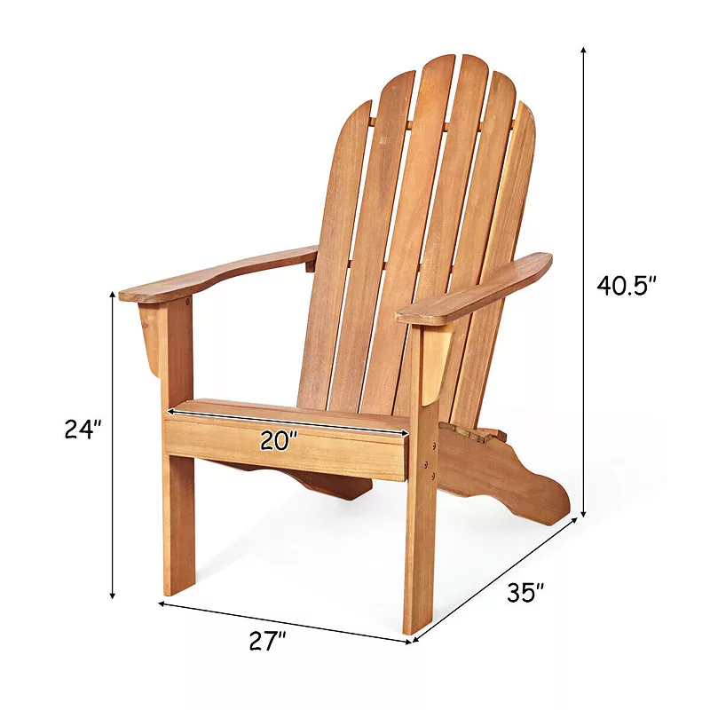 Acacia Wood Outdoor Adirondack Chair with Ergonomic Design