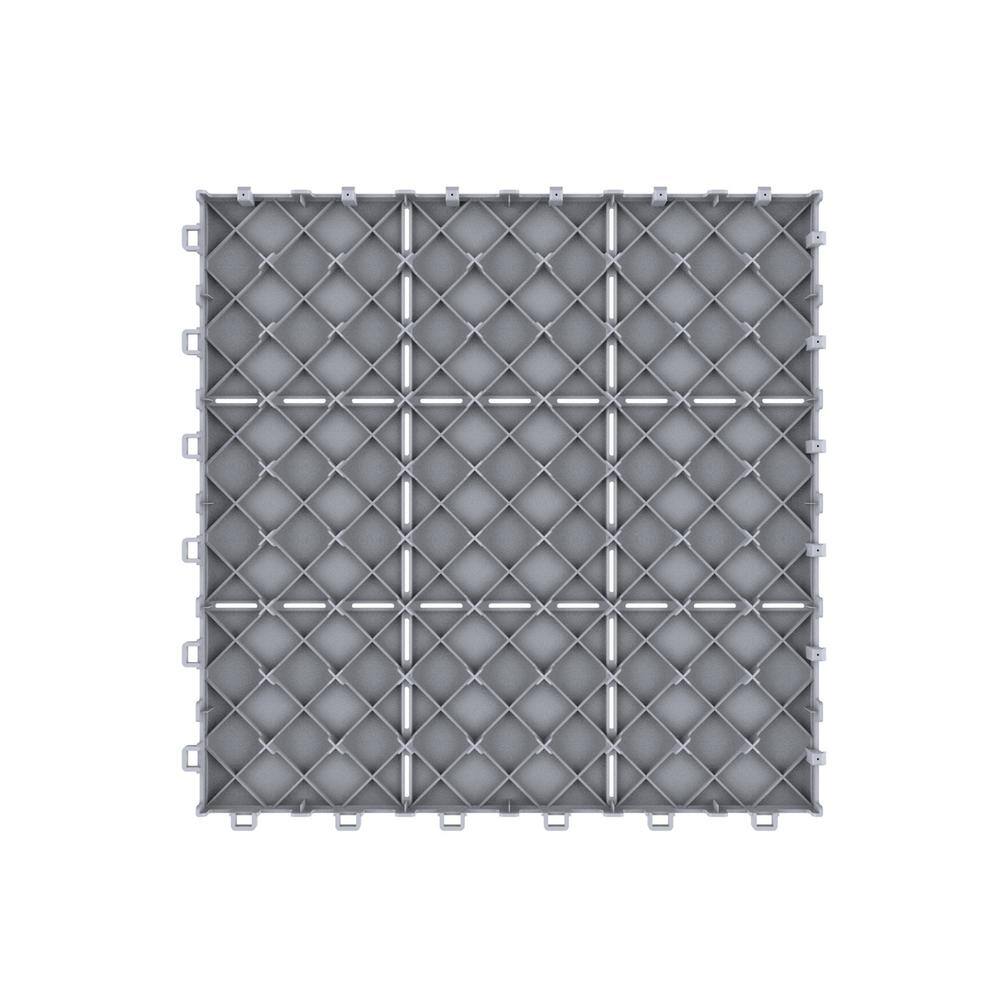 Pure Garden 11.5 in. x 11.5 in. Outdoor Interlocking Polypropylene Patio and Deck Tile Flooring in Grey (Set of 6) HW1500208