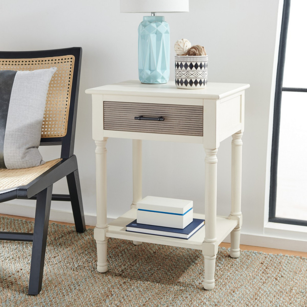 Dylan One Drawer Accent table Distressed Whited   French Country   Side Tables And End Tables   by AED Luxury Home Decor  Houzz