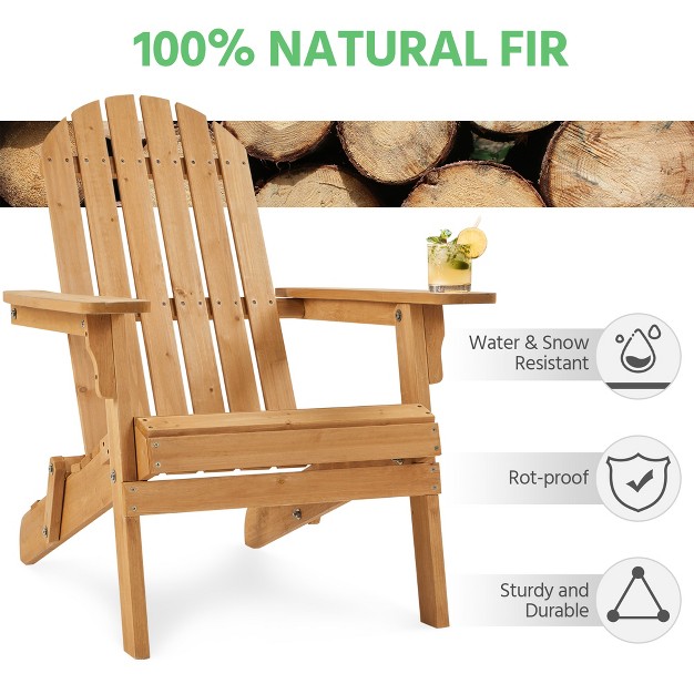 Yaheetech 2 piece Folding Adirondack Chair Solid Wood Outside Chair