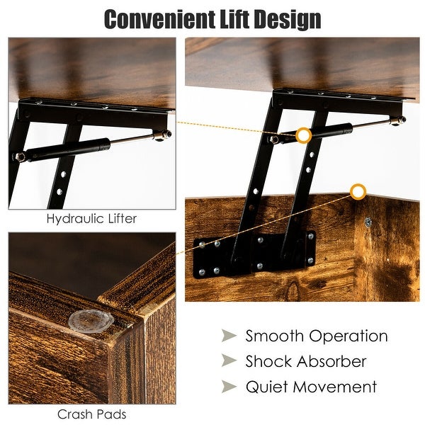 Gymax 43'' Lift Top CoffeeTable W/ Storage Compartment and Metal Frame