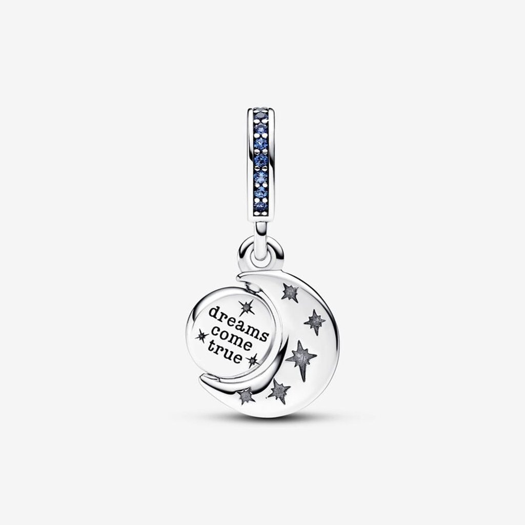 PANDORA  Sparkling Moon Spinning Dangle Charm