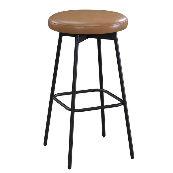 LuXeo Doheny Black Steel Legs Swivel Barstool (Set of 2) - N/A