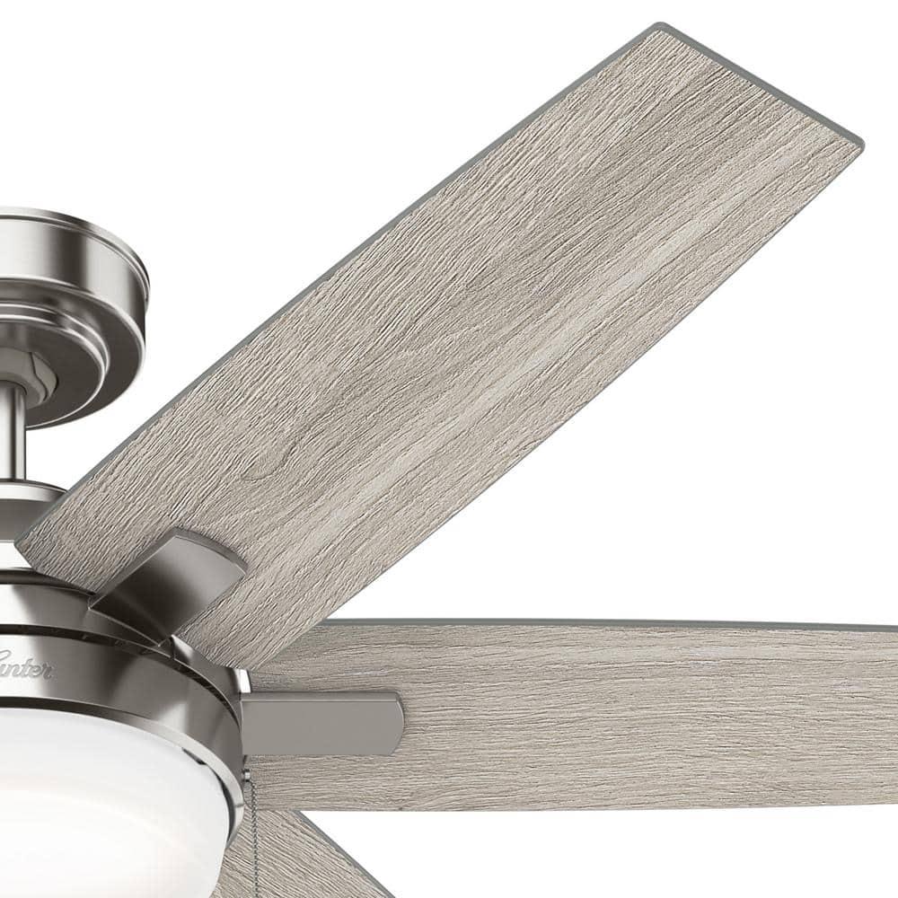 Hunter Lodestar 52 in LED Indoor Brushed Nickel Ceiling Fan with Light Kit