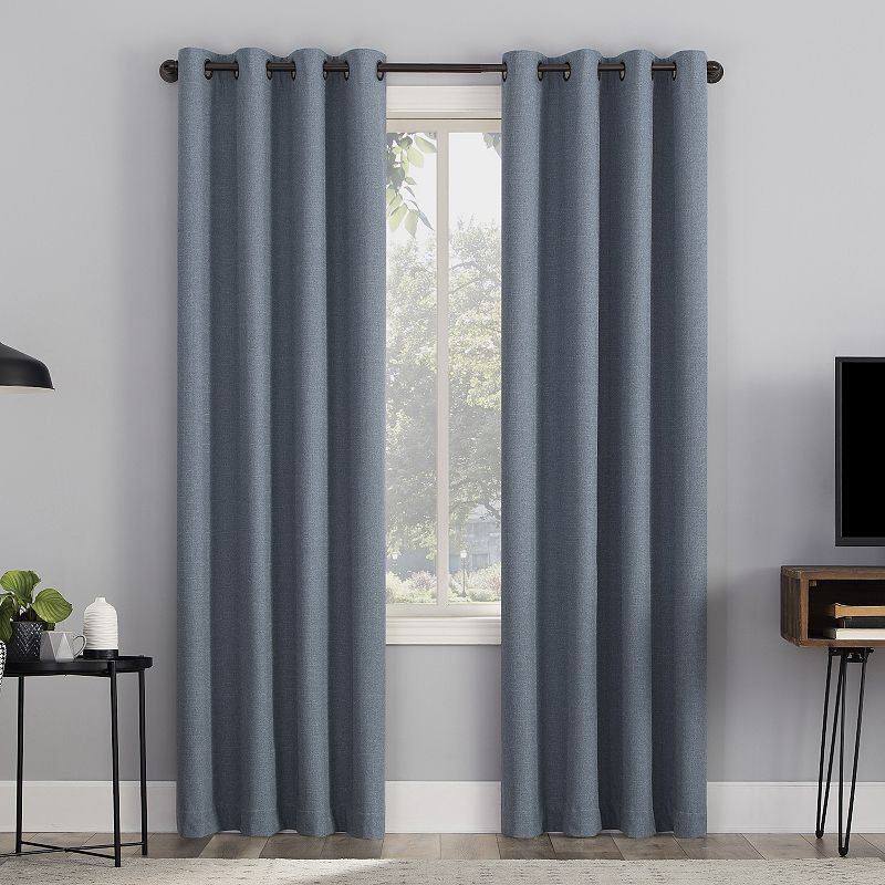 Sun Zero Cayden 100% Blackout Draft Shield Fleece Insulated Textured Grommet Curtain