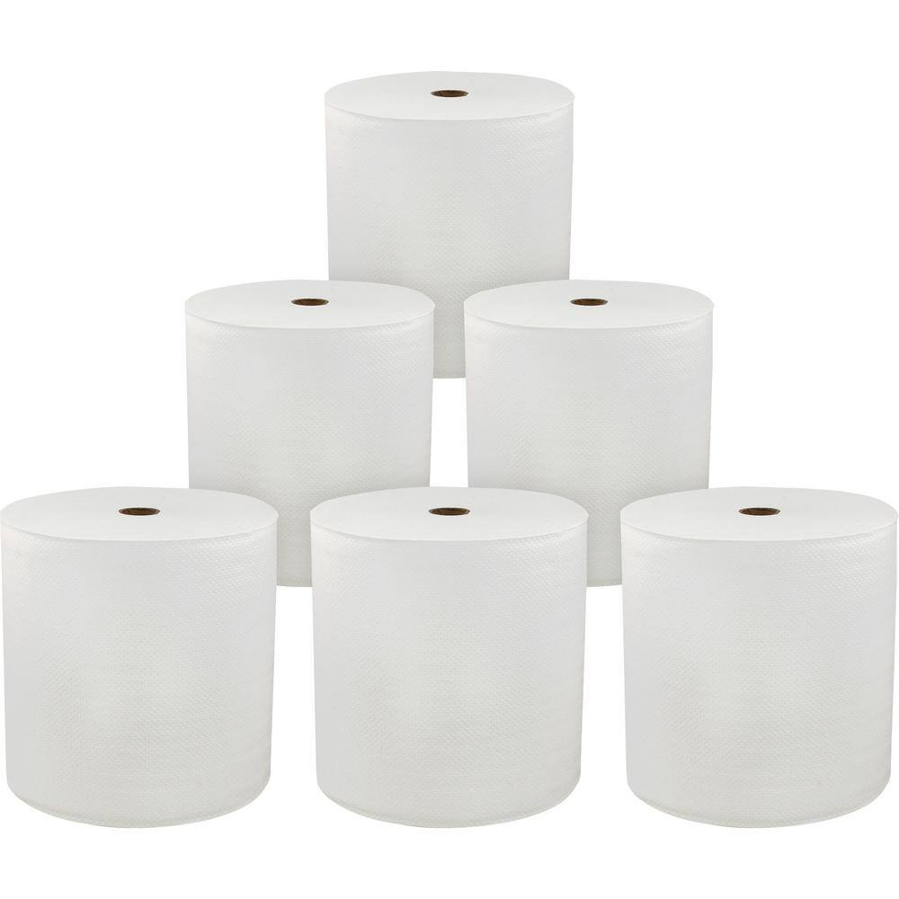 Genuine Joe Solutions 850 ft. White Hardwound Paper Towels Roll (6-Rolls per Case) 96850