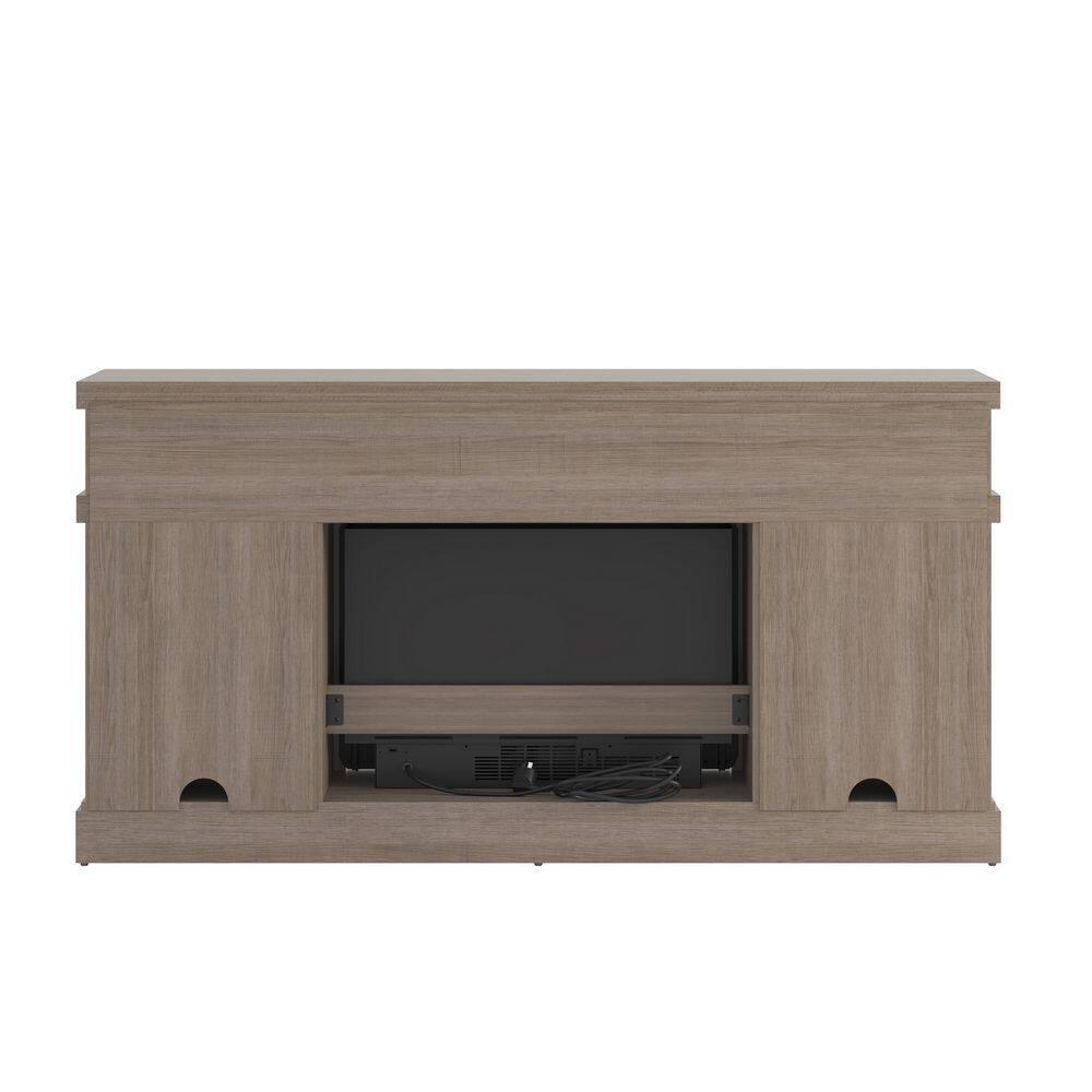 SCOTT LIVING MEYERSON 60 in. Freestanding Media Console Wooden Electric Fireplace in Natural Camel Ash Grain HDSLFP60L-2B