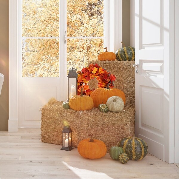 Autumn Splendor: 24Inch Silk Maple Leaf Wreath for Front Door