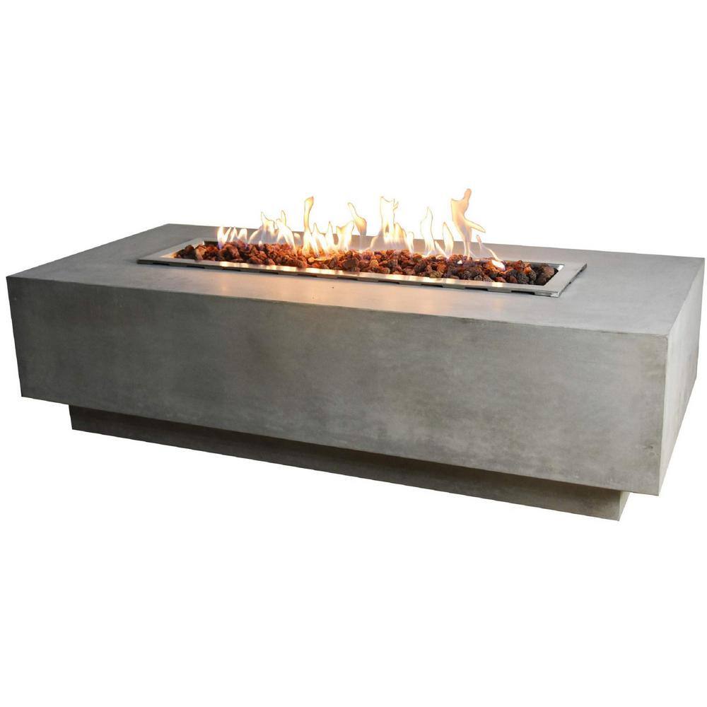 ENVELOR:Envelor Elementi Granville 28 in. x 17 in. Rectangular Concrete Propane Fire Pit Table with Burner and Lava Rock ENV-OFG121-LP