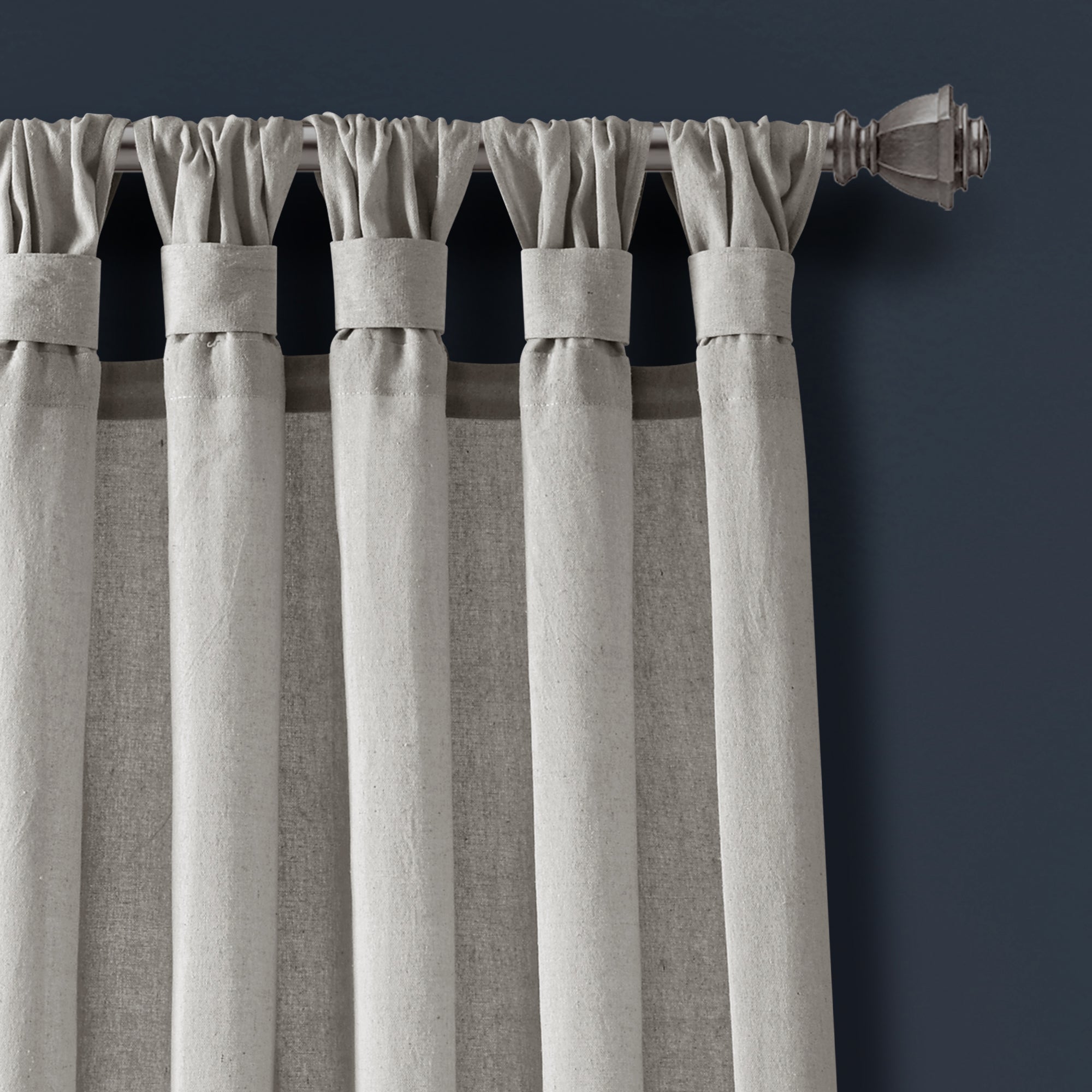 Burlap Knotted Tab Top Window Curtain Panel Set