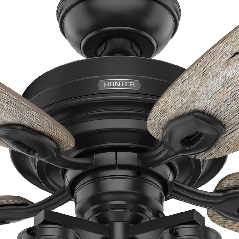 Hunter Crown Canyon II 52 in IndoorOutdoor Matte Black Ceiling Fan with Light Kit