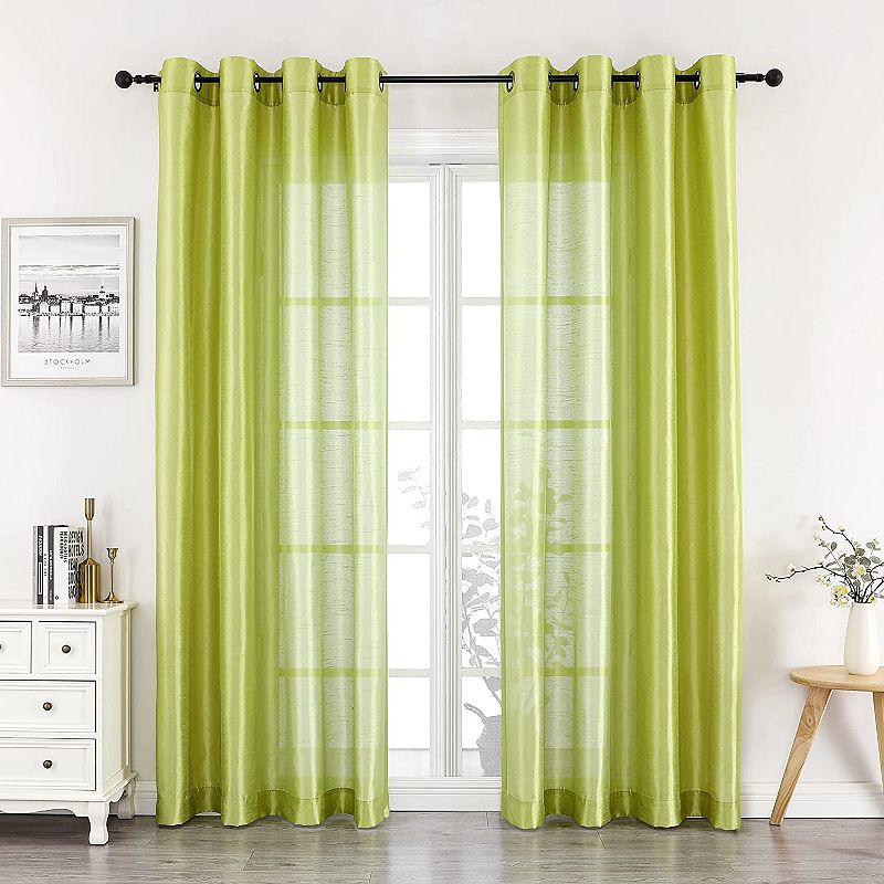 Kate Aurora Home Living 2 Piece Lightweight Basic Sheer Grommet Top Curtain Panels