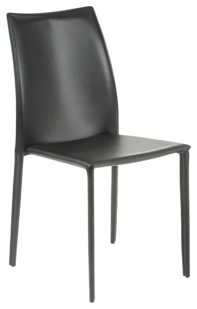 The Dubai Stacking Side Chair  Leather  Set of 2   Midcentury   Dining Chairs   by Euro Style  Houzz