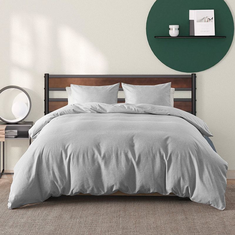 Unikome Breathable Soft Washed Faux Linen Duvet Cover Set with Shams