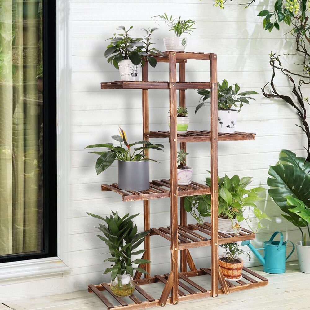 6 Tier Corner Wooden Plant Stand Ladder Flower pot Display Rack Shelf