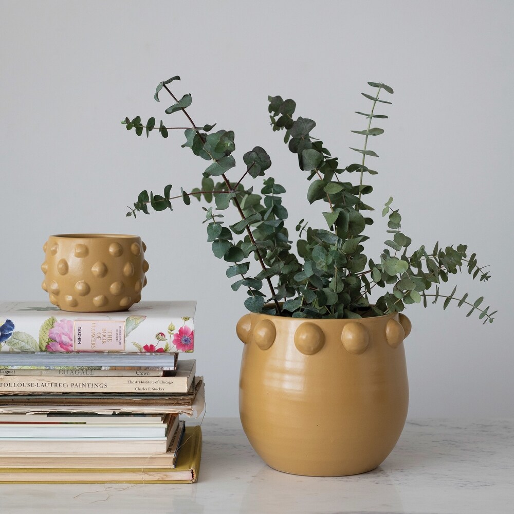 Terra cotta Planter with Raised Dots and Matte Finish   6.3\