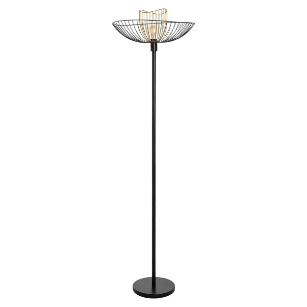 Demi Painted Metal 1 light Floor Lamp With Black And Gold Painted Metal Shade River Of Goods