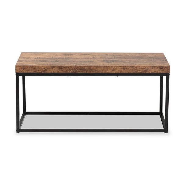 Bardot Industrial Wood and Metal Coffee Table-Walnut Brown/Black