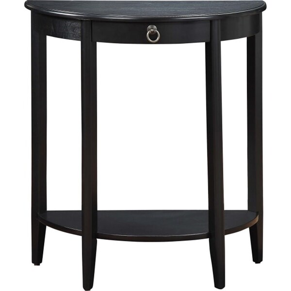 Half Moon-Shape Console Table， Side Table W/ Lower Display Shelf