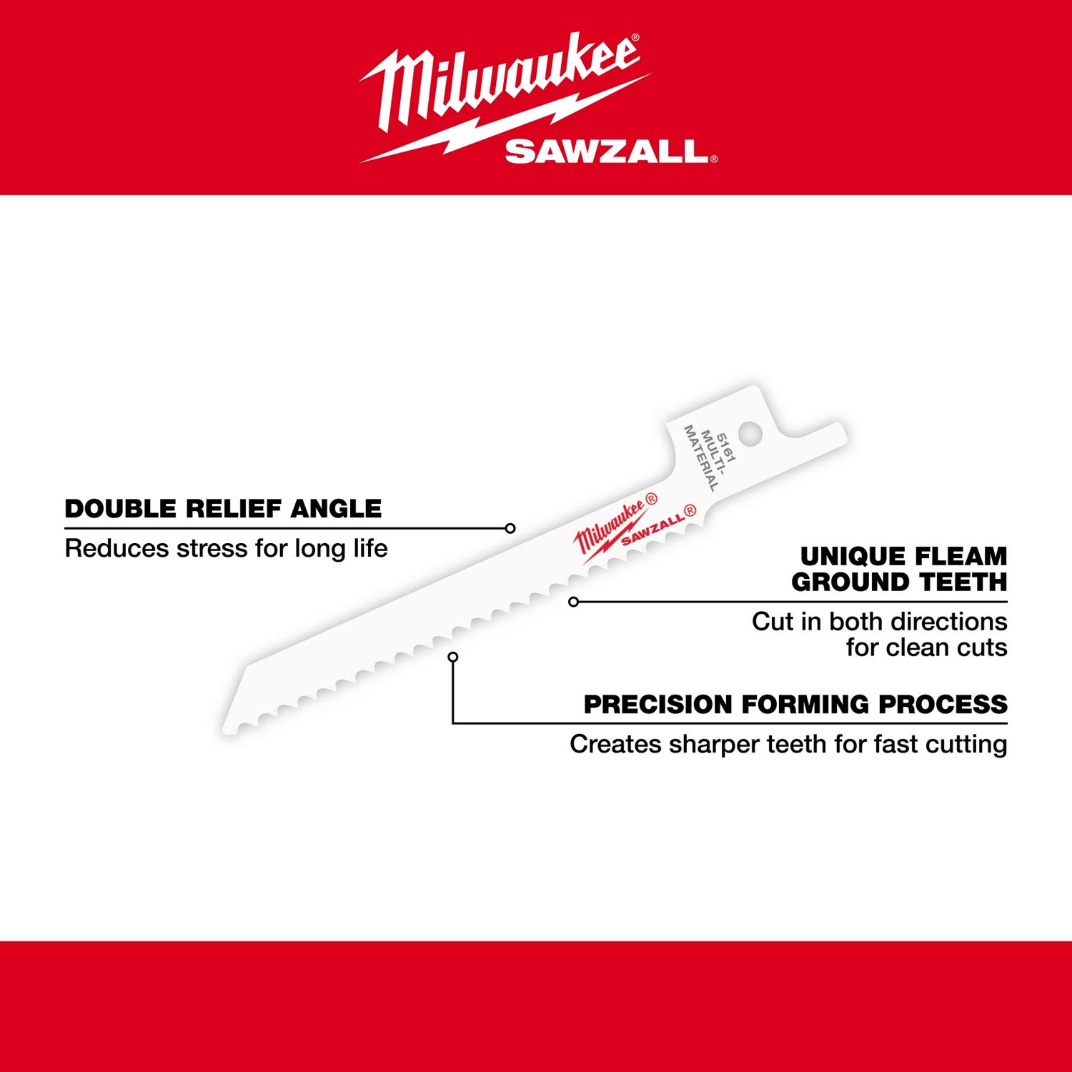 MW SAWZALL 3-5/8 in. Bi-Metal SUPER Reciprocating Saw Blade 14 TPI 5 pk