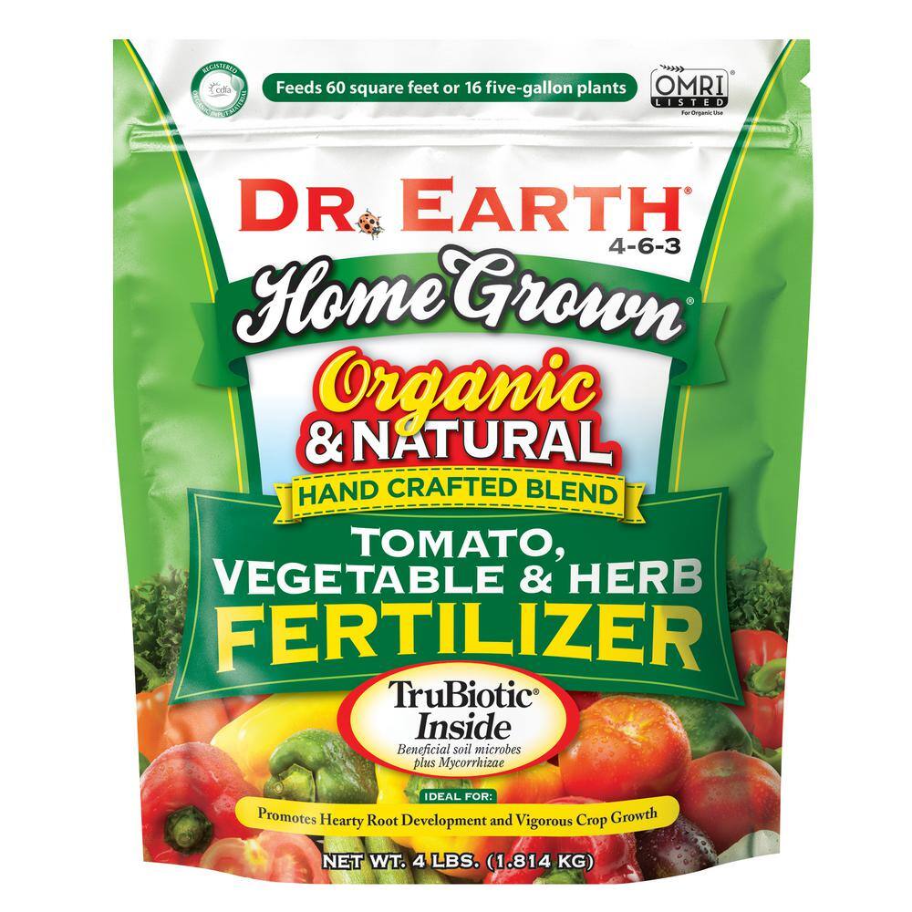 DR. EARTH 4 lbs. 60 sq. ft. Organic Home Grown Tomato Vegetable and Herb Dry Fertilizer 100507069