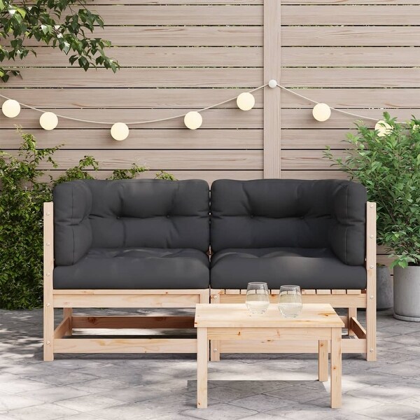 vidaXL Patio Furniture with Cushions Outdoor Sectional Seating Solid Wood Pine